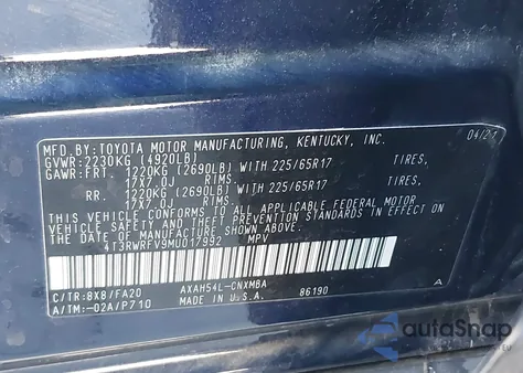 2021 Toyota Rav4 Hybrid Xle from USA, damaged, VIN 4T3RWRFV9MU017992